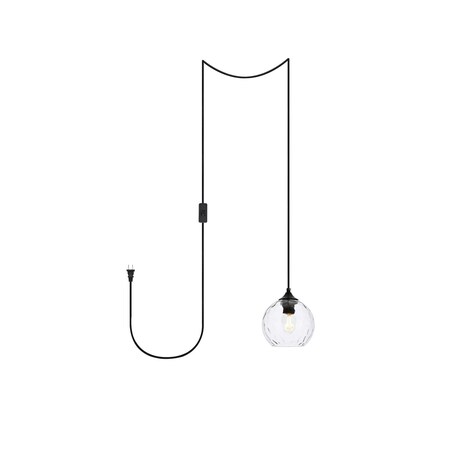 Cashel 1 Light Black And Clear Glass Plug-In Pendant